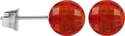 Produktbild von Chirurgenstahl Ohrstecker Facettenkugel Größe - 6 mm Farbe - Rot