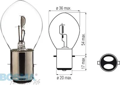Immagine prodotto di Lampadina Bosma Ba20d 6v 25/25w trasparente Taglia unica