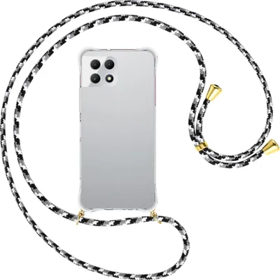 Produktbild von Handykette Backcover-Schutzhülle mit Band (Metall goldfarben) für T-Mobile REVVL 7 5G / T Phone 2 5G - schwarz/grau/weiß