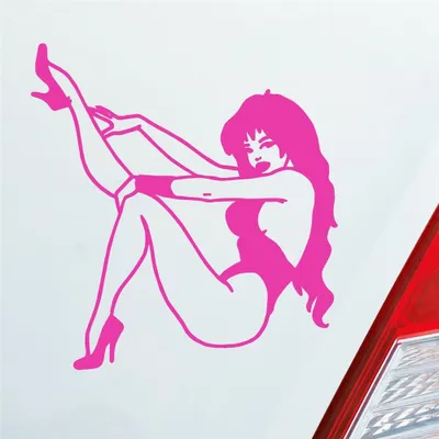 Produktbild von Auto Aufkleber Frau Pin Up Girl Vintage Sexy 10x10,5 cm Pink Sticker Heckscheibenaufkleber