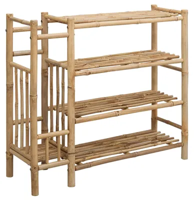Image de vidaXL Étagère à chaussures avec étagère de rangement Naturel 88 x 27 x 80 cm Bambou