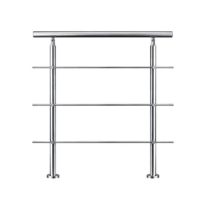 Produktbild von Edelstahl Geländer Treppengeländer FürTreppen Brüstung Für Innen & Außen Treppenhaus Balkon Brüstung 120cm 3 Querstreben