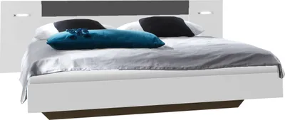 Produktbild von Schlafzimmer-Set >ANGIE< in WEISS + GRAPHIT - 281x81x210cm (BxHxT)