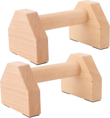 Image de Parallettes en bois - Poignées pour pompes - Entraînement de la force - Construction en bois massif - 20 x 95 cm - Couleur bois