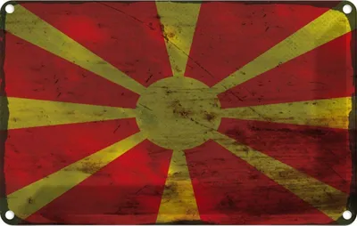 Produktbild von vianmo Blechschild 12x18 cm Mazedonien Macedonia Rost Flagge Fahne Wappen