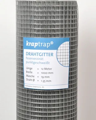 Produktbild von KrapTrap® Volierendraht Drahtgitter I Käfigdraht Schweißgitter I 19x19mm 1 x 12m I 1,45mm stark Drahtzaun mardersicher