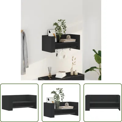 Produktbild von The Living Store Wandregal Schwarz 70,5x35x30,5 cm Holzwerkstoff
