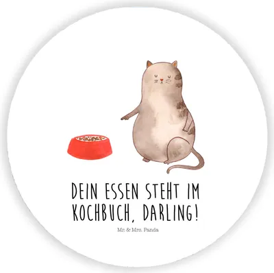 Produktbild von Mr. & Mrs. Panda Kühlschrankmagnet Katze Fressen - Weiß - Geschenk, whiteboardmagnet, pinnwand magnet, für fotos, kühlschrank