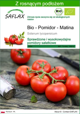Zdjęcie produktu dla SAFLAX - Bio - Pomidor - Matina - 10 Nasiona - Z podłożem uprawowym wolnym od zarazków - Solanum lycopersicum