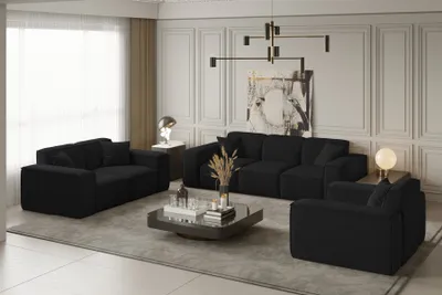 Produktbild von Sofaset Designersofa CELES 3-2-1 in Stoff Opera Velvet Schwarz