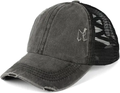 Produktbild von styleBREAKER Damen Baseball Cap im Washed Used Look mit Mesh Einsatz | Ponytail Cap für hohen Zopf | Verstellbare 6-Panel Schildkappe für Sommer und Freizeit