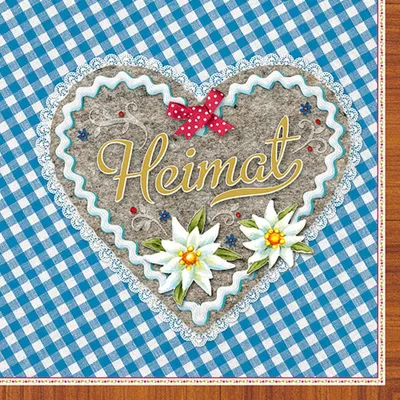 Produktbild von 20 Servietten Heimat Herz blau 33x33cm