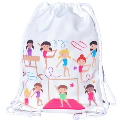 Immagine prodotto di HECKBO Sacca sportiva bambina con motivo ginnaste | Sacca palestra per balletto, ginnastica, asilo e scuola | 40 × 32 cm