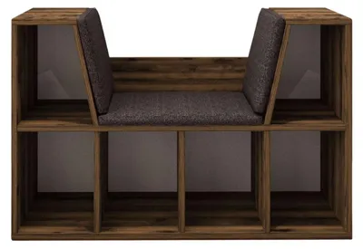 Image de Bibliothèque avec assise en bois « Livora » - 103 x 30 x 63 cm - Marron
