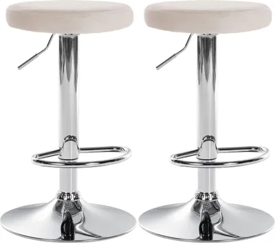 Produktbild von CLP 2er Set Barhocker Ponte Samt höhenverstellbar und drehbar - creme Material Gestell Metall in Chromoptik