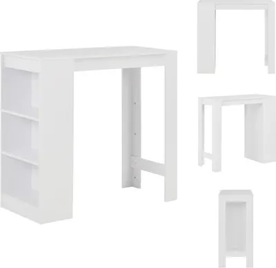 Zdjęcie produktu dla vidaXL Stół barowy z półką biały 110x50x103 cm - Stoły do jadalni