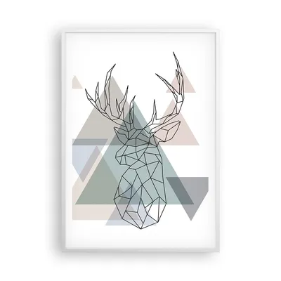 Produktbild von Gerahmtes Poster - Weißer Rahmen - Hirsch Abstraktion - 70x100 cm - Wand Bild - Wanddeko - Wandbilder - Kunstposter - Wandposter - Bilderrahmen - Bilder - Kunstdruck - Wandbild - P2WPA70x100-3909