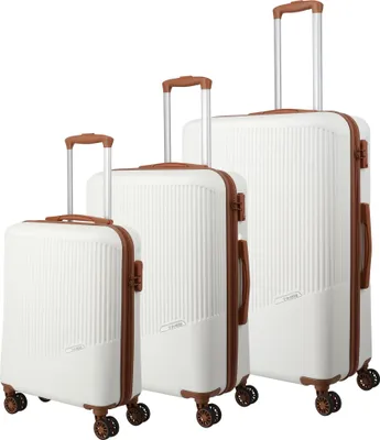 Produktbild von Travelite BALI Kofferset mit 4 Rollen Gr. L/M/S - Weiss/Cognac
