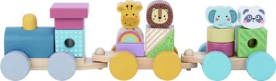 Zdjęcie produktu dla TOOKY TOY Kolejka Drewniana ze Zwierzątkami  Klocki Układanka Montessori