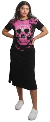 Produktbild von Yakuza Damen Lost Skull Midi T-Shirt Kleid, Schwarz, XXL