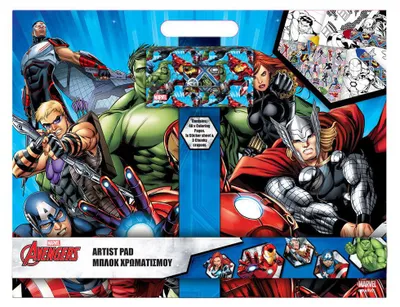Produktbild von Avengers-Malblock mit Aufklebern und 3 Kreiden, 40 Blatt