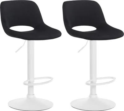 Produktbild von CLP 2er Set Barhocker Camden Samt drehbar und höhenverstellbar schwarz Material Gestell Metall matt weiss