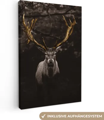 Obrázek produktu pro OneMillionCanvasses® - Plátno - Jelení parohy zlaté, nástěnný obraz, nástěnné dekorace obrazy obývací pokoj, 20x30cm