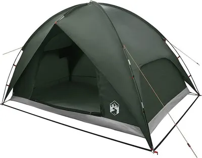 Imagen del producto de Tienda de campaña con cubierta impermeable, color verde, dimensiones: 245x245x149 cm