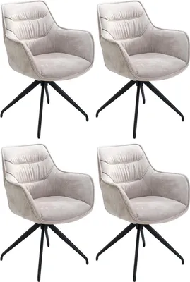 Produktbild von Polsterstühle - Taupe - Schwarz - Cord - Mikrofaser - Metallgestell - 360 Grad drehbar - 4er Set