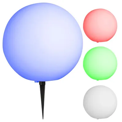 Produktbild von RGB LED Kugelleuchte, Erdspieß, weiß, inkl. Kabel, D 30 cm