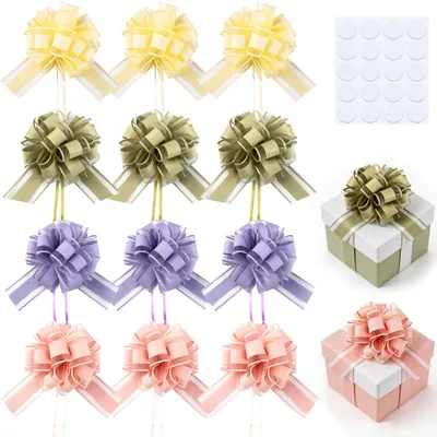Geschenkschleifen 12 Stück, bunt, Ø 15 cm, Kunststoff
