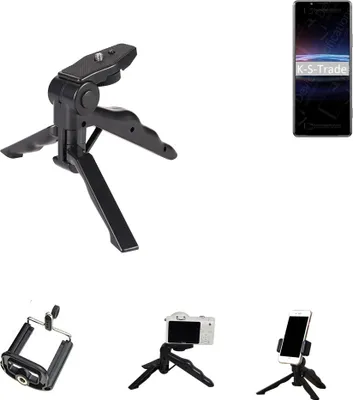 Produktbild von K-S-Trade Stativ Tisch-Ständer Dreibein Handy-Stativ Ständer kompatibel mit Sony Xperia PRO-I Mini-Stativ Smartphone Tripod Handy-Stativ aus Plastik