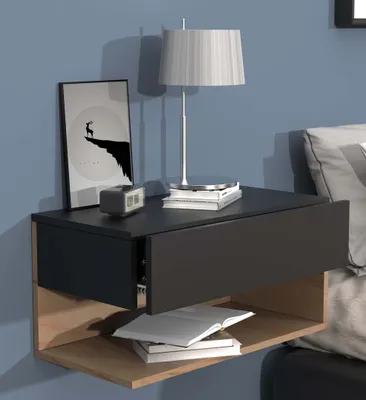 Produktbild von VCM Nachtschrank | Wandschublade | Wandboard | Nachttisch |Maße ca. H. 30 x B. 60 x T. 32 cm - Usal XL 60 cm