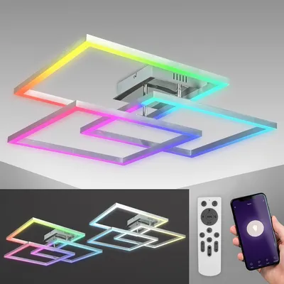 Obrázok produktu pre Stropné svetlo 69,5x69,5 cm - 48W, 4800lm, LED, smart, stmievateľné, CCT, RGB, strieborná farba