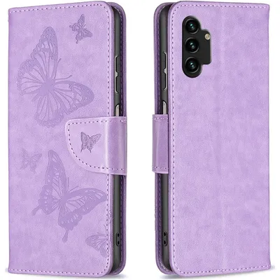 Produktbild von Mobigear Butterfly  Samsung Galaxy A13 4G Hülle Klapphülle Geldbörse - Lila