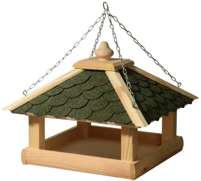 Productafbeelding van Klassiek Vogelvoederhuisje, Massief Hout, Voederstation met Bitumendak