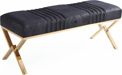 Produktbild von Casa Padrino Luxus Sitzbank Dunkelblau / Gold 120 cm - Luxus Möbel