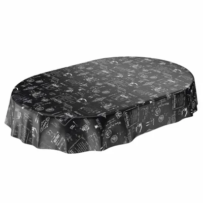 Produktbild von Tischdecke Wachstuch Essen Schwarz Robust Wasserabweisend Oval Breite 140 cm Länge 180 cm