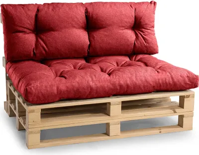 Obrázek produktu pro Polštáře na palety, polštáře na zahradní pohovky, sedáky, N_PPI (sada sedáků 120x80 + opěradlo 120x40, červená)