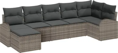 Obrázek produktu pro Sada zahradních pohovek s polštářem 7 pcs Šedá Poly ratan