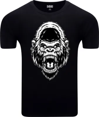 Produktbild von Diarbo Herren T-Shirt mit Tierliebhaber Druck Wilder Gorillakopf Schwarz Gr.XS