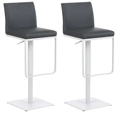 Produktbild von CLP 2er Set Barhocker Panama Kunstlederbezug drehbar höhenverstellbar bis 240 kg | Farbe grau Gestell Farbe weiß