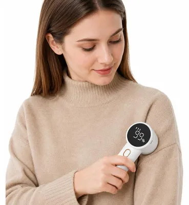 Produktbild von Wiederaufladbarer Fusselentferner mit 2 Klingen, 3 Geschwindigkeiten, LED-Anzeige, 2600mAh – Elektrischer Stoffrasierer & Pullover-Entfussler
