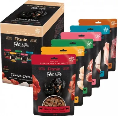 Produktbild von Fitmin For Life Gefriergetrocknete Multipack-Leckerlis für Hunde und Katzen 6x30g