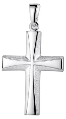 Produktbild von MATERIA Kreuz Anhänger Herren Damen 925 Sterling Silber Kettenanhänger rhodiniert mattiert in Geschenk-Box KA-22-Silber