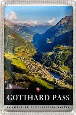 Produktbild von Blechschild Reise 20x30cm Gotthard Pass Wanderung Natur Wälder