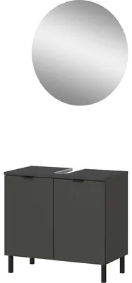 Badset 2-tlg. mit Unterschrank und Spiegel, Graphit, 60x200x34 cm