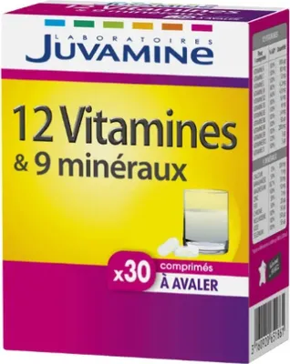 Zdjęcie produktu dla Suplement diety Juvamine 12 Vitamines & 9 Minéraux, 30 tabletek