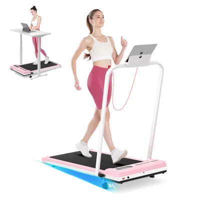 Produktbild von Laufband Klappbar mit Neigung - 4 in 1 Walking Pad mit 5% Steigung für Zuhause - 1-8 km/h - 2.5 ps Laufpad Gehband Lauf Laufbänder - Rosa