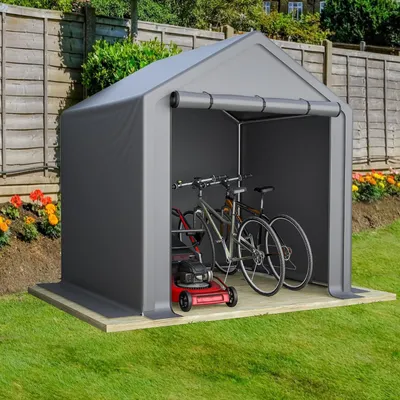 Immagine prodotto di Capanno per attrezzi - Tenda per stoccaggio - Garage - Spazio esterno per ripostiglio - Giardino - Struttura in acciaio robusta - 190x170x200 cm - Grigio